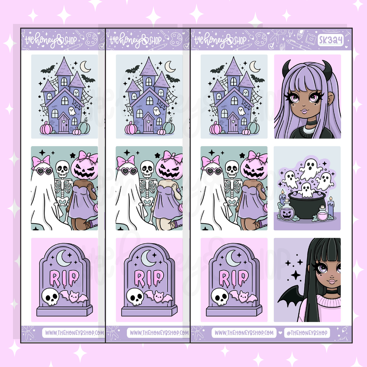 Spooky Stationery Full Boxes Doodle Sticker | A La Carte | Choose your Skin Tone!