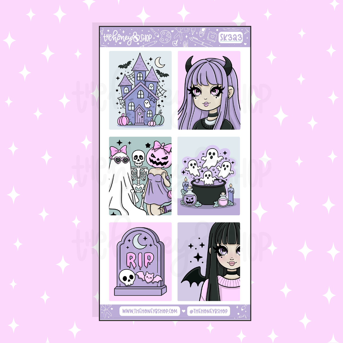 Spooky Stationery Full Boxes Doodle Sticker | A La Carte | Choose your Skin Tone!