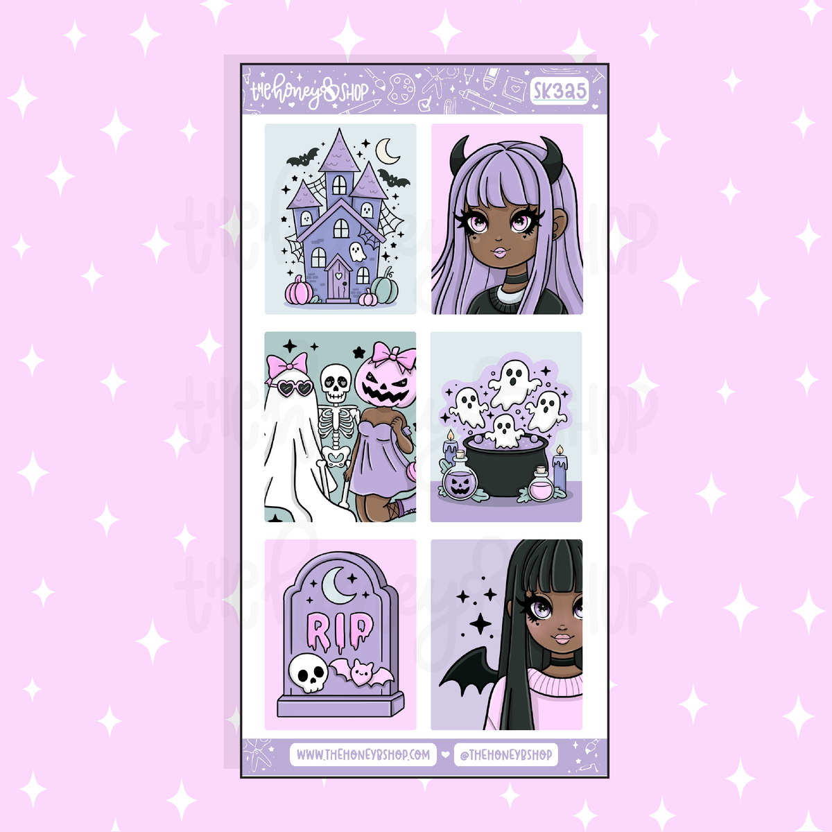 Spooky Stationery Full Boxes Doodle Sticker | A La Carte | Choose your Skin Tone!
