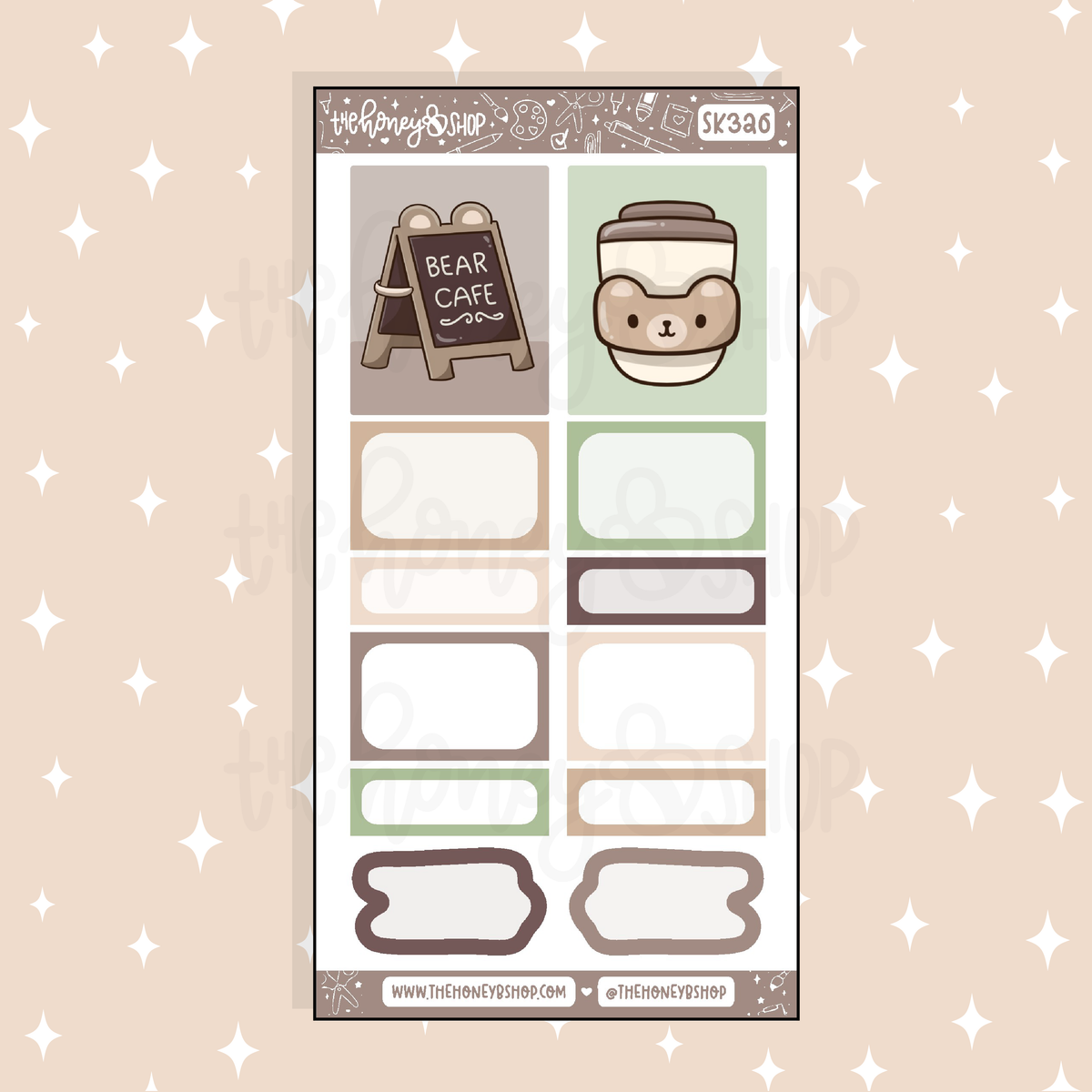 Beary Cafe Half Boxes Doodle Sticker | A La Carte