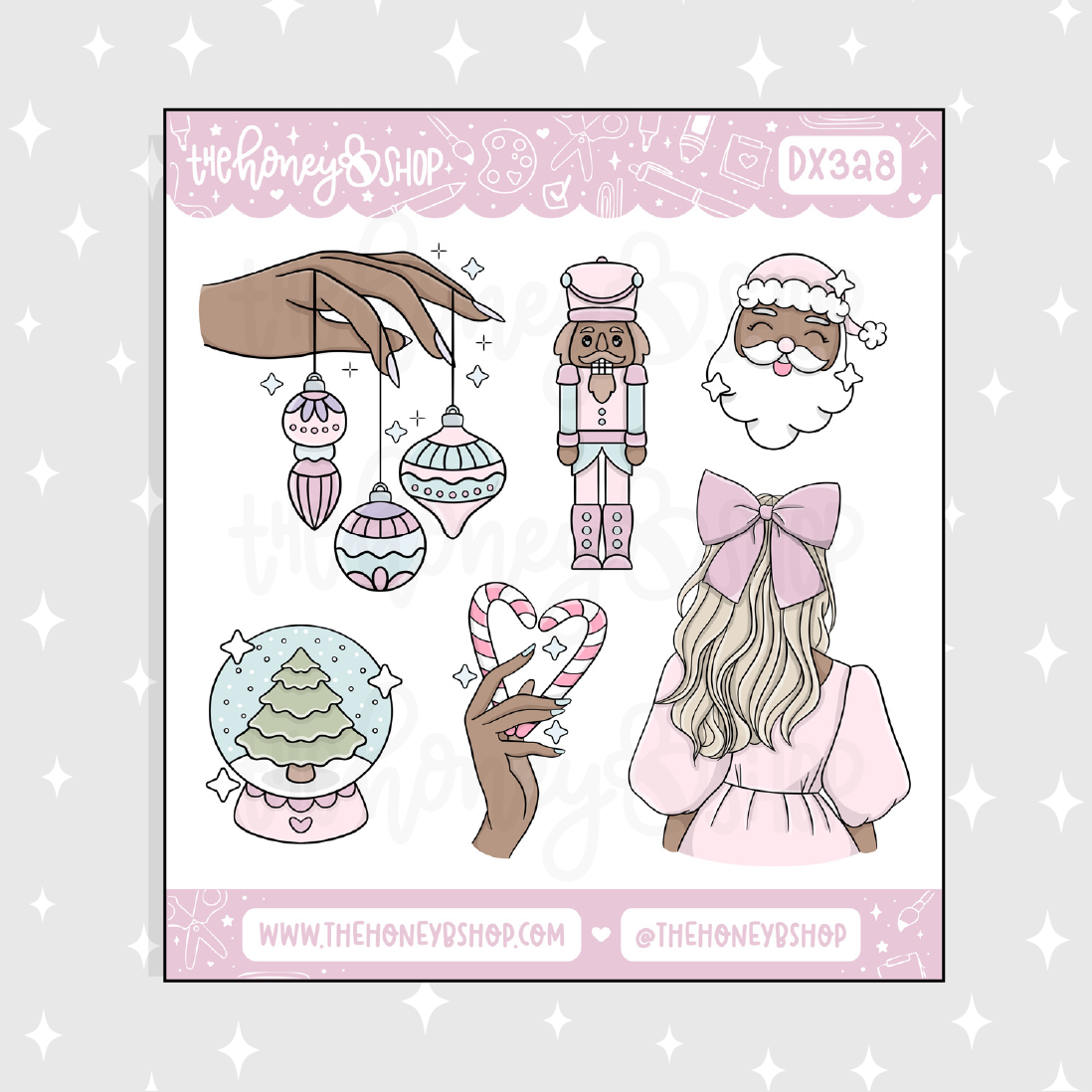 Holiday Babe Deco Doodle Sticker | November Patreon | Choose your Skin Tone!