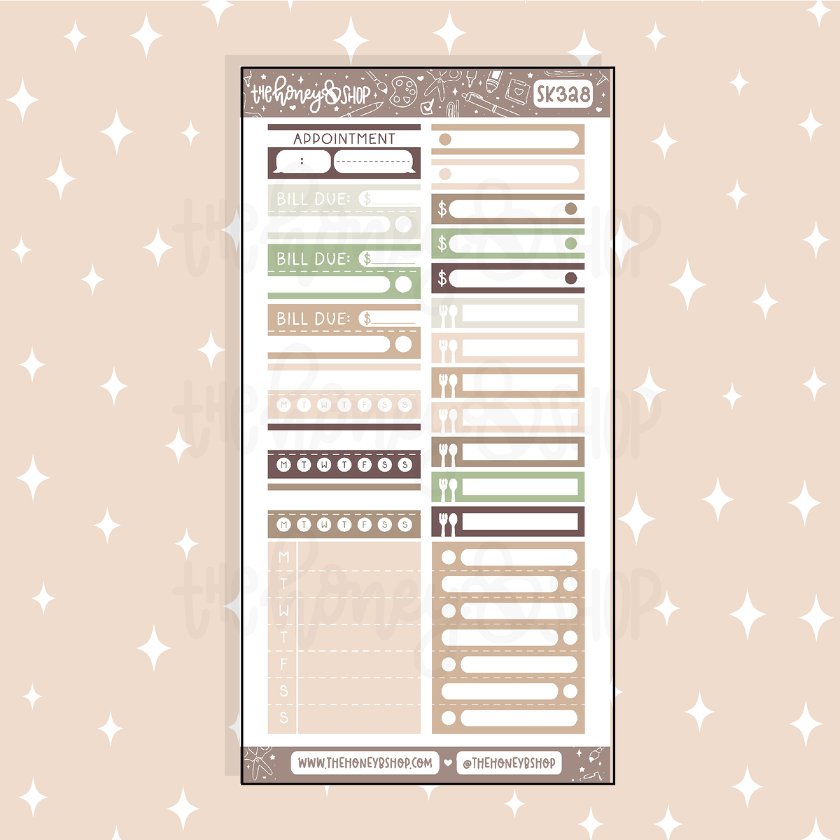 Beary Cafe Habits + Functionals Doodle Sticker | A La Carte