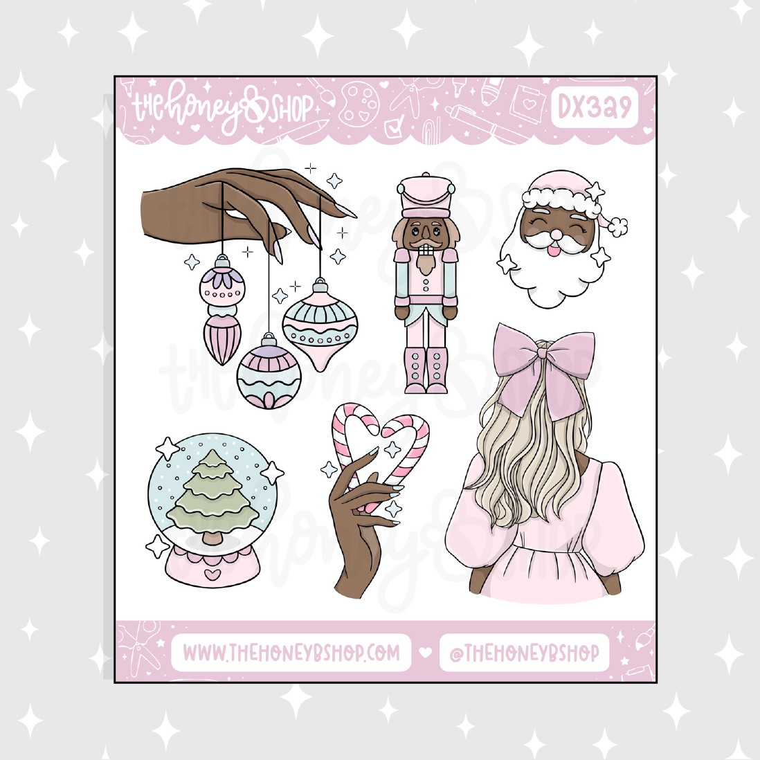 Holiday Babe Deco Doodle Sticker | November Patreon | Choose your Skin Tone!