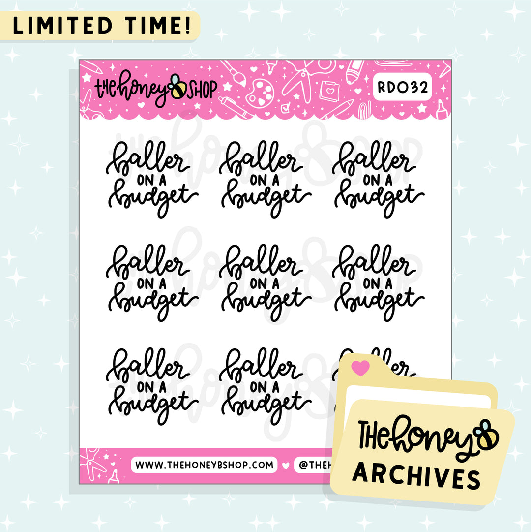 Baller On A Budget Doodle Sticker Sheet | TheHoneyB Archive
