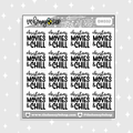 Películas navideñas y doodle de letras relajadas Pegatina