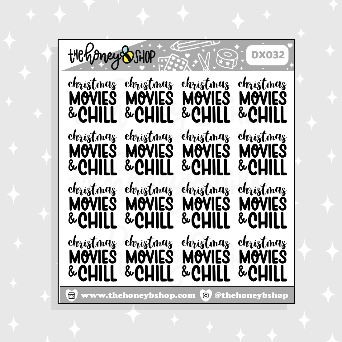 Christmas Movies & Chill Lettering Doodle Sticker