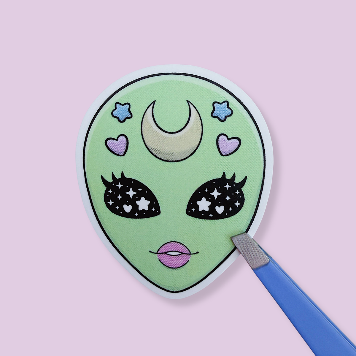 Cutie Alien Head Vinyl Sticker Die Cut