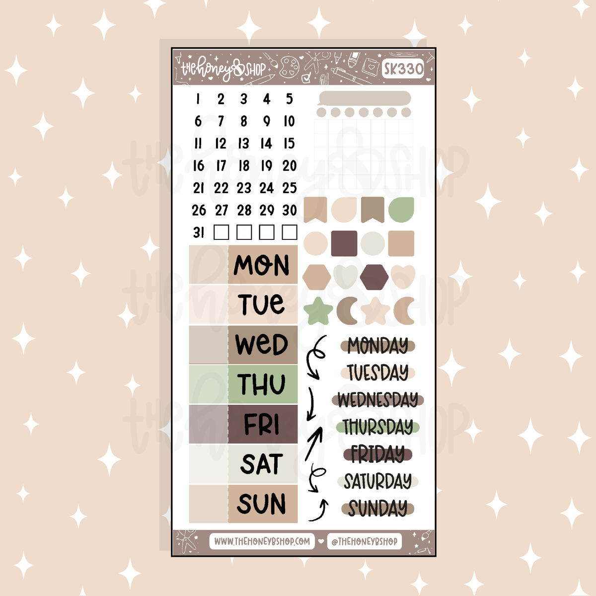Beary Cafe Days of the Week Doodle Sticker | A La Carte