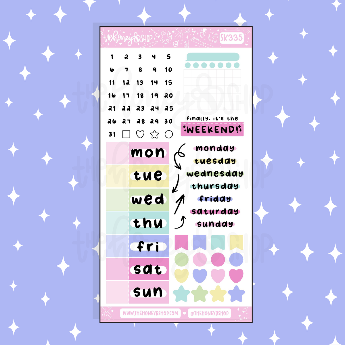 Set For Success Weekdays Doodle Sticker | A La Carte