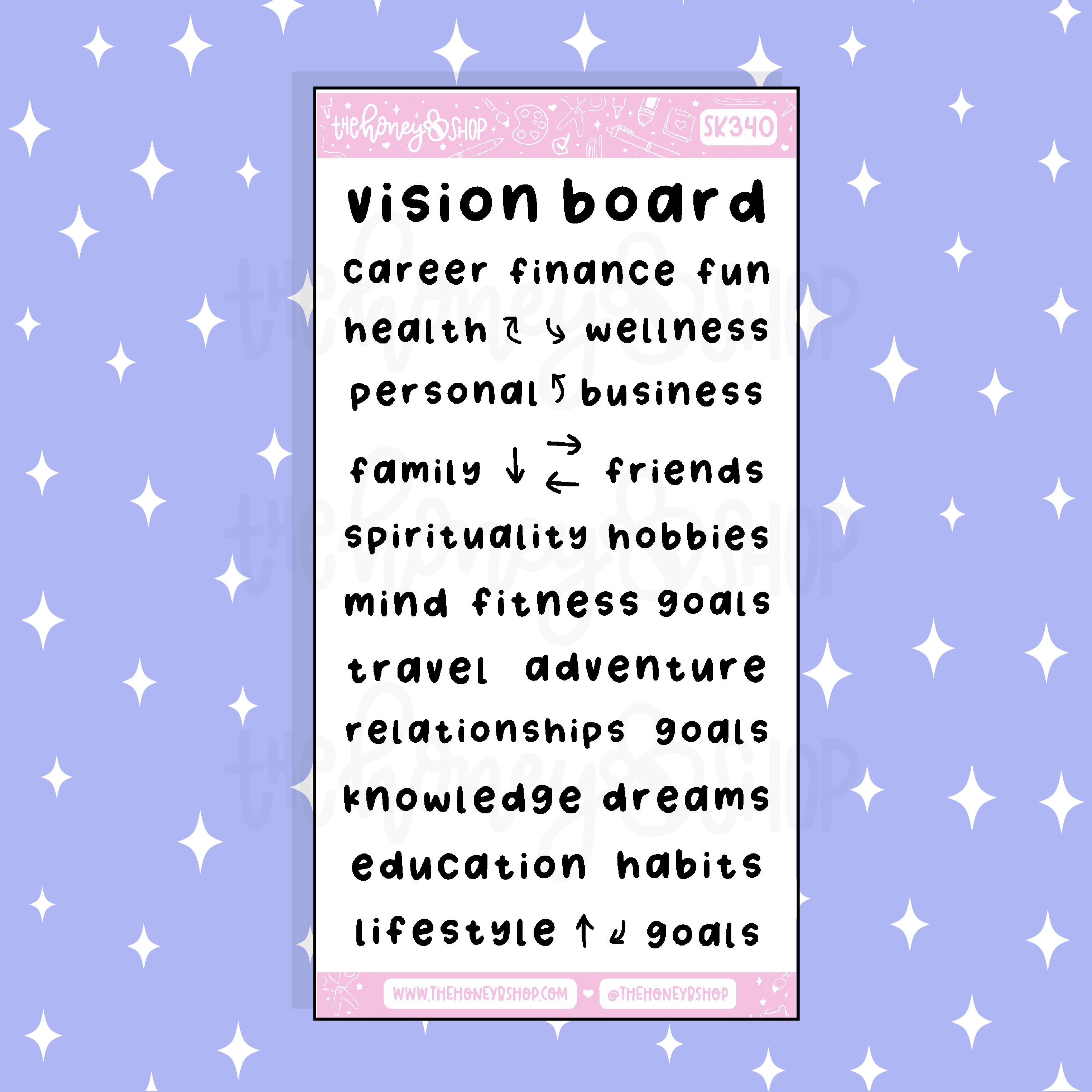 Vision Board Lettering Doodle Sticker | A La Carte – TheHoneyBShop