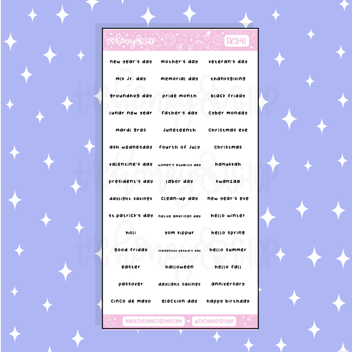 Yearly Holiday Lettering Doodle Sticker | A La Carte