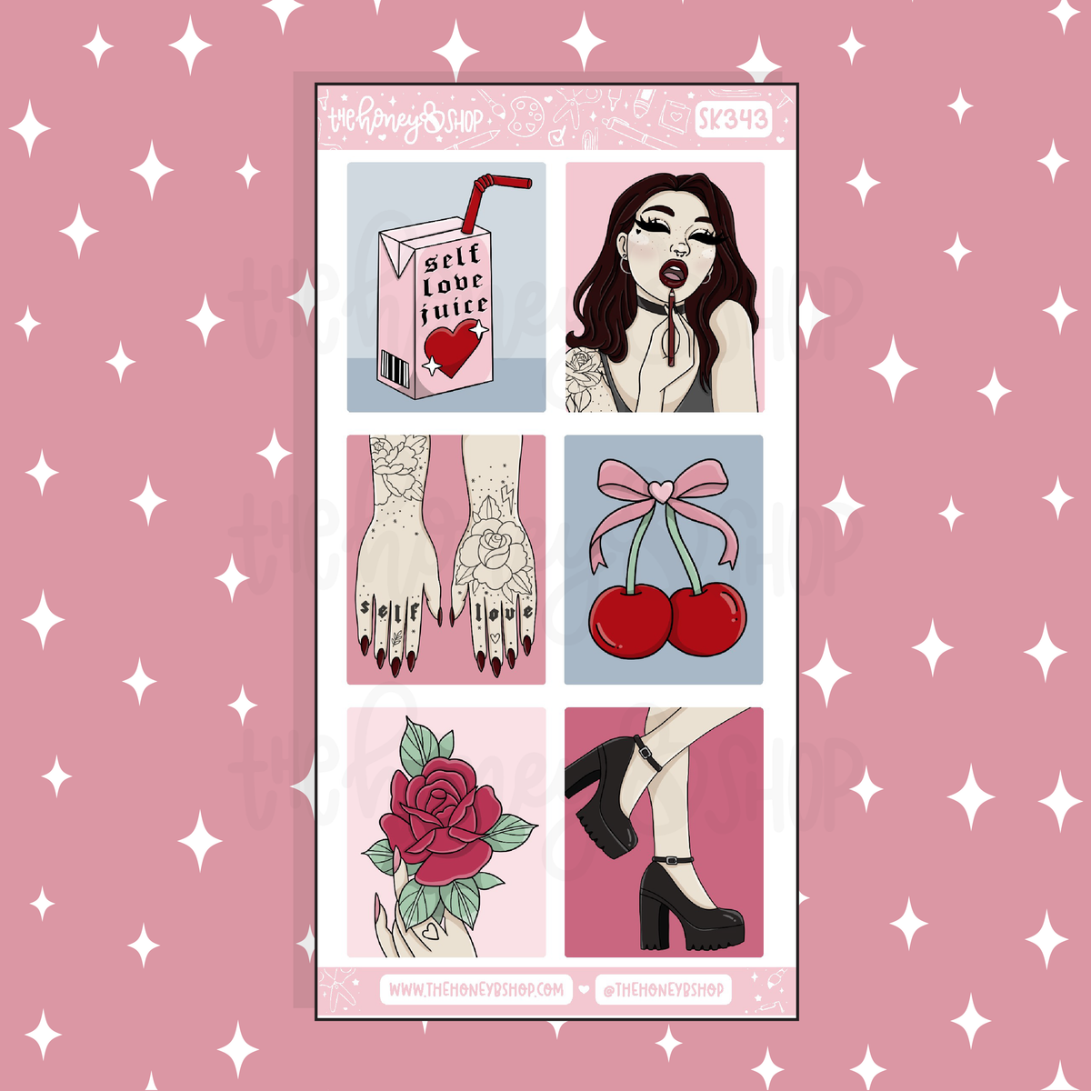 Cherry Bomb Full Boxes Doodle Sticker | A La Carte | Choose your Skin Tone!