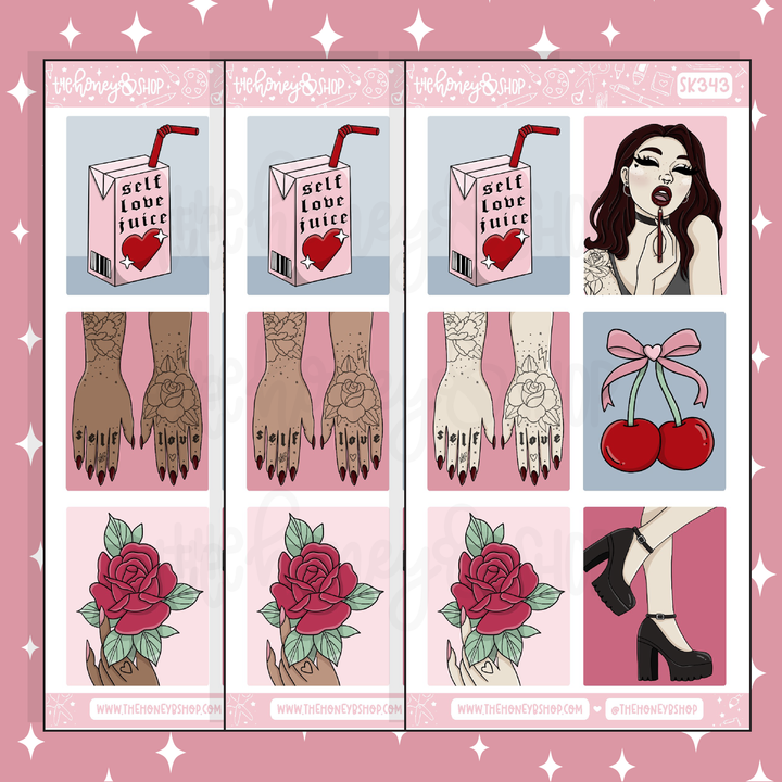 Cherry Bomb Full Boxes Doodle Sticker | A La Carte | Choose your Skin Tone!