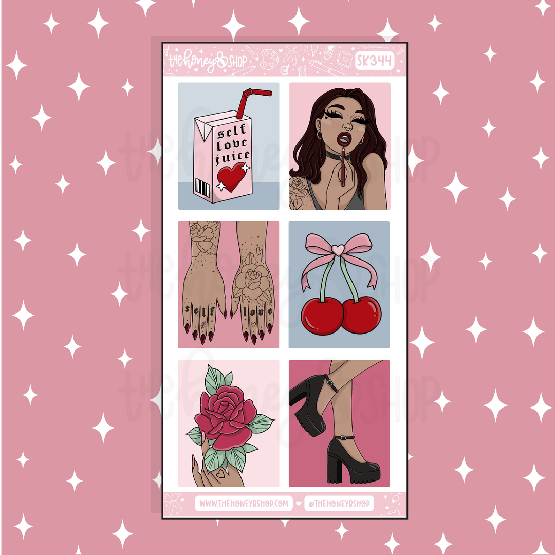 Cherry Bomb Full Boxes Doodle Sticker | A La Carte | Choose your Skin Tone!