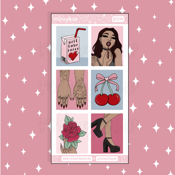 Cherry Bomb Full Boxes Doodle Sticker | A La Carte | Choose your Skin Tone!
