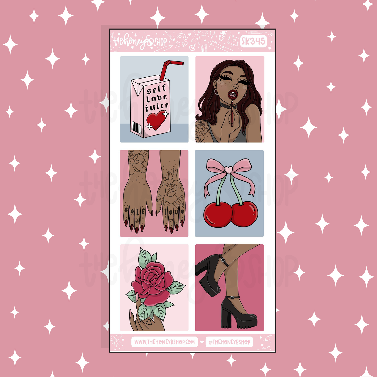 Cherry Bomb Full Boxes Doodle Sticker | A La Carte | Choose your Skin Tone!