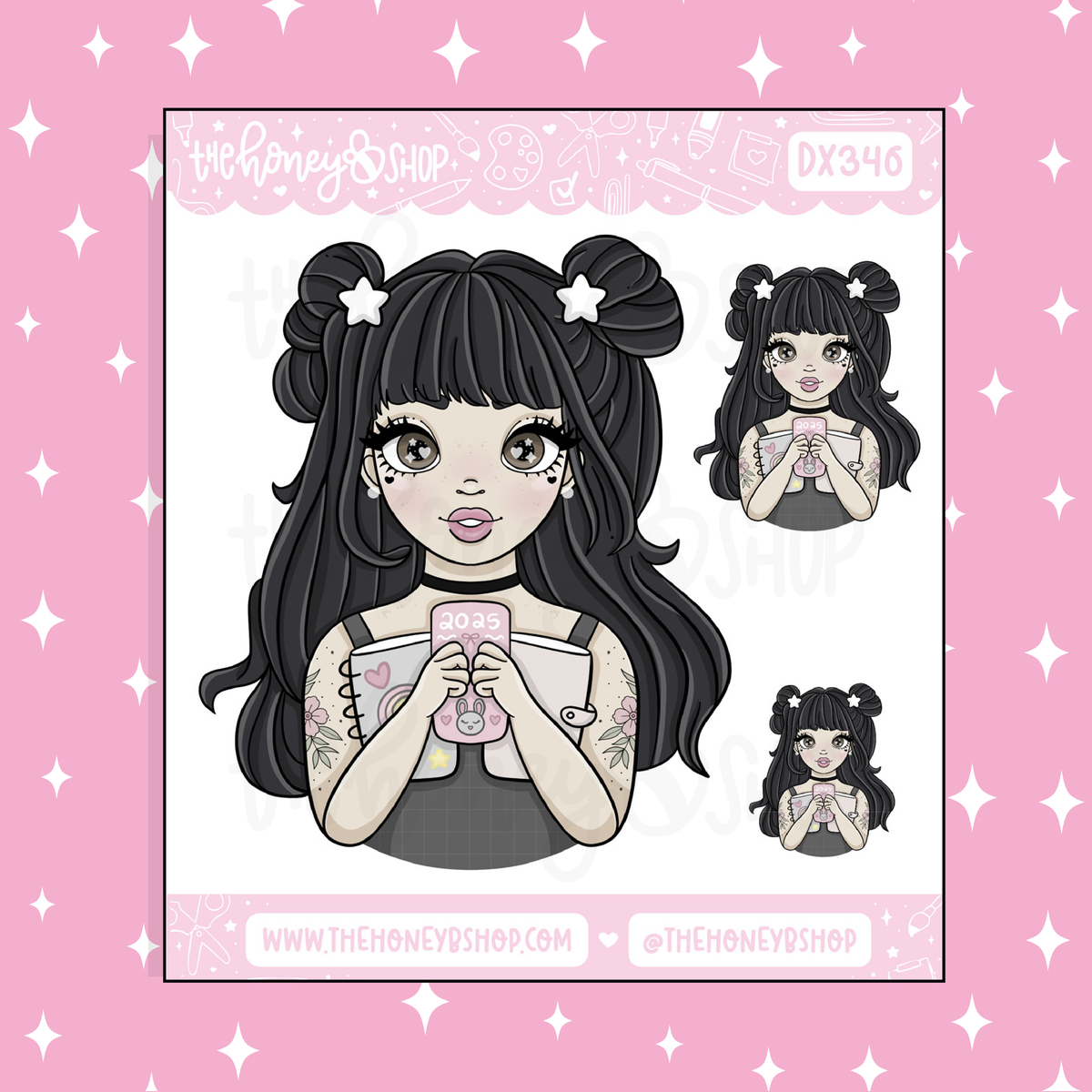 2025 Planner Babe Doodle Sticker | Choose your Skin Tone!