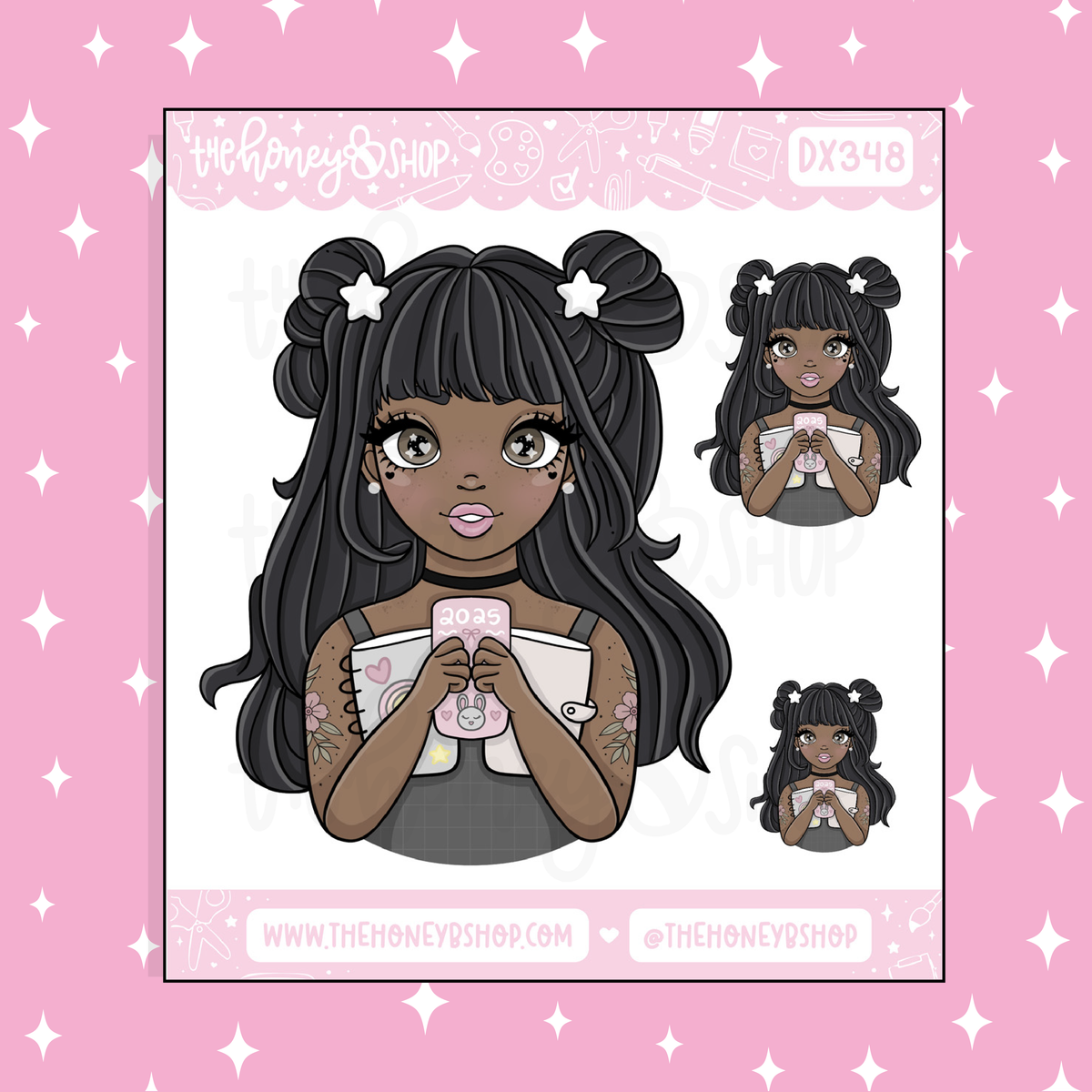 2025 Planner Babe Doodle Sticker | Choose your Skin Tone!