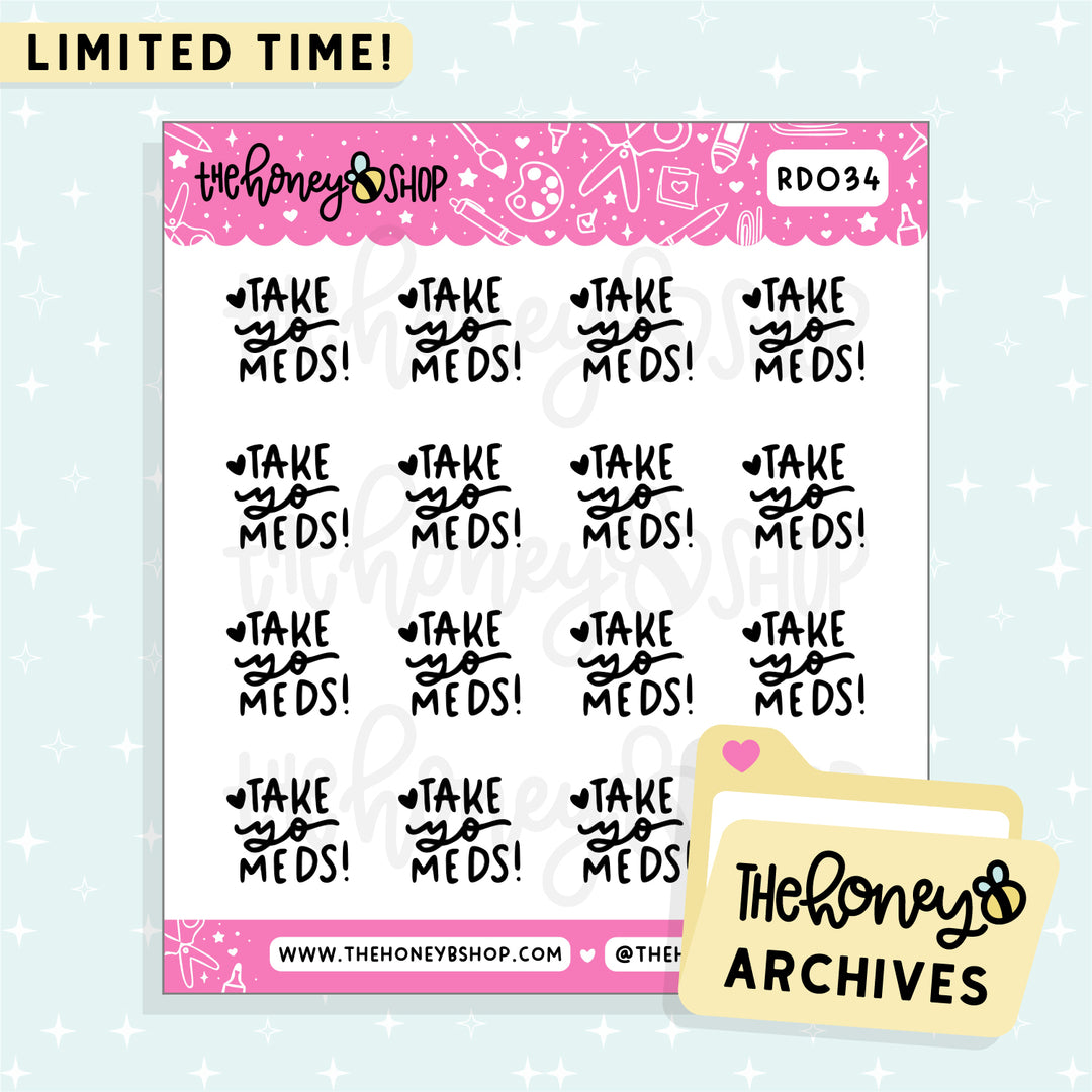 Take Yo Meds Doodle Sticker Sheet | TheHoneyB Archive