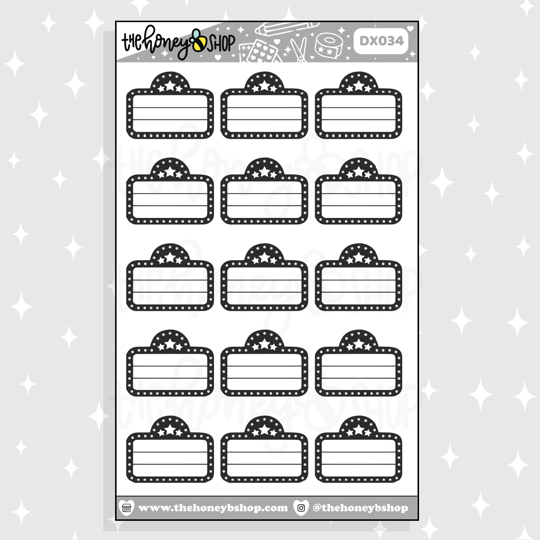 Neutral Movie Marquee Boxes Doodle Sticker