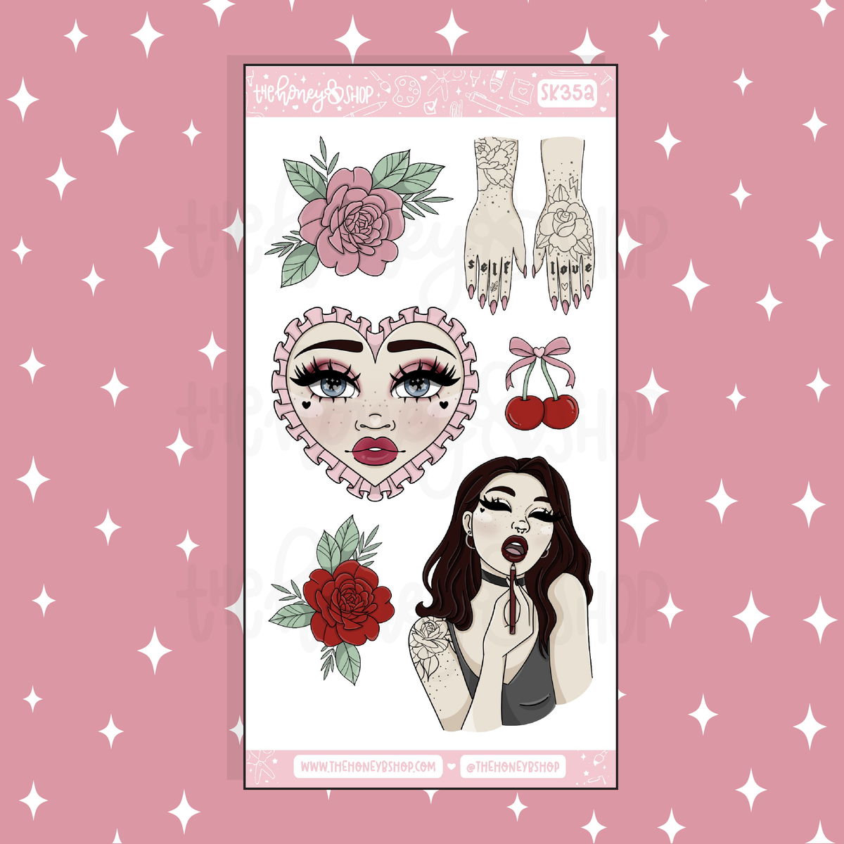 Cherry Bomb Large Babe Deco Doodle Sticker | A La Carte | Choose your Skin Tone!