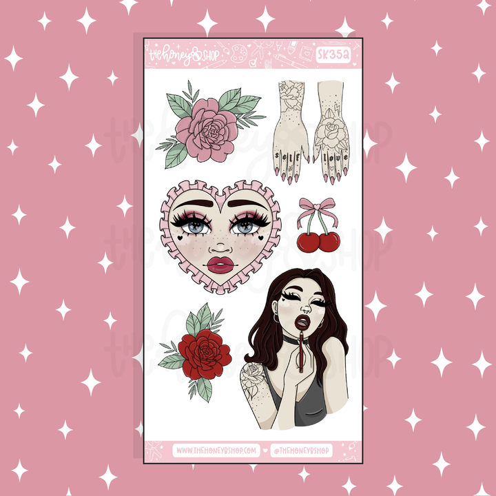 Cherry Bomb Large Babe Deco Doodle Sticker | A La Carte | Choose your Skin Tone!