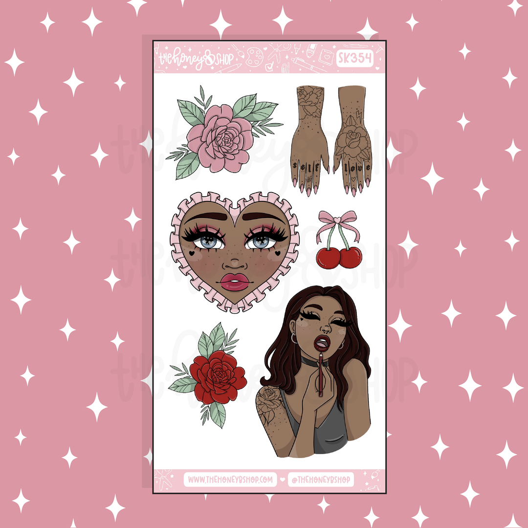 Cherry Bomb Large Babe Deco Doodle Sticker | A La Carte | Choose your Skin Tone!