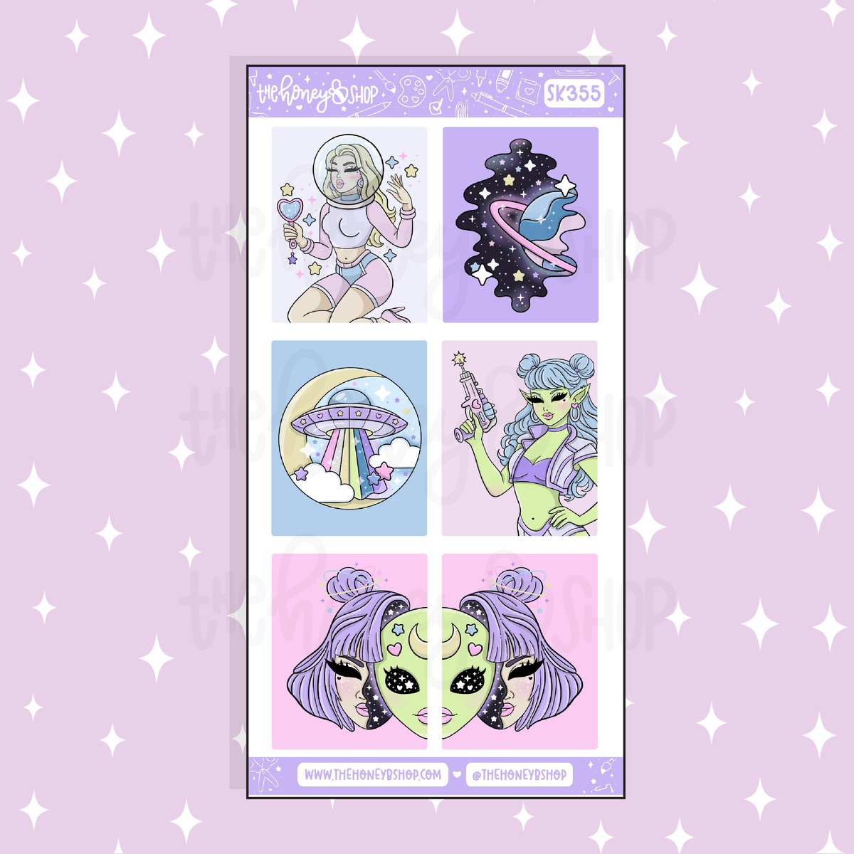 Cosmic Cutie Full Boxes Doodle Sticker | A La Carte | Choose your Skin Tone!