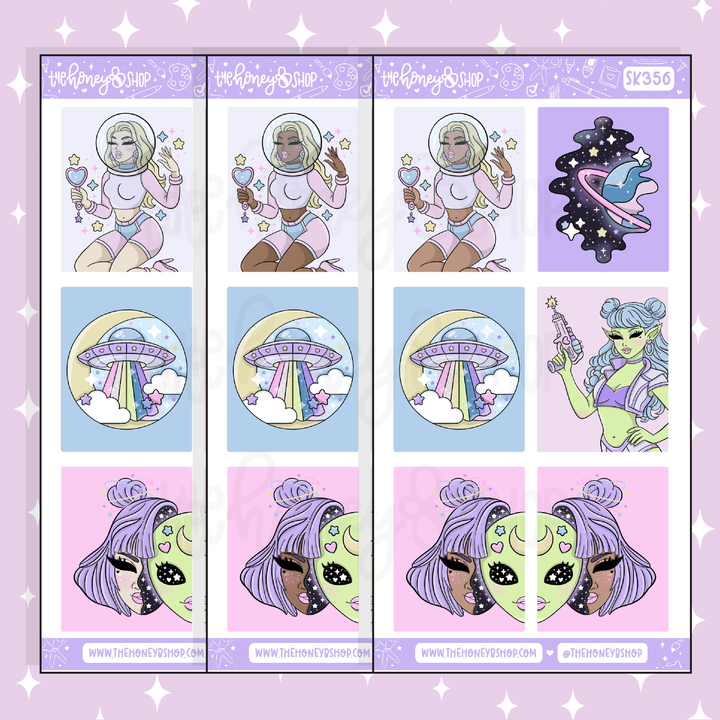 Cosmic Cutie Full Boxes Doodle Sticker | A La Carte | Choose your Skin Tone!