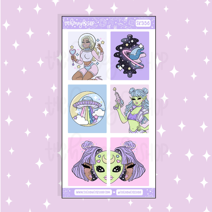 Cosmic Cutie Full Boxes Doodle Sticker | A La Carte | Choose your Skin Tone!