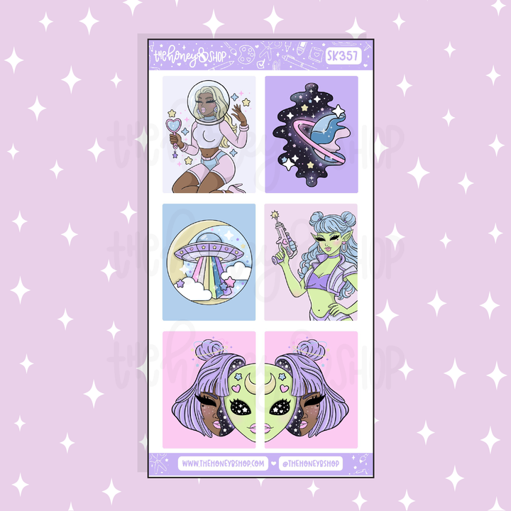 Cosmic Cutie Full Boxes Doodle Sticker | A La Carte | Choose your Skin Tone!