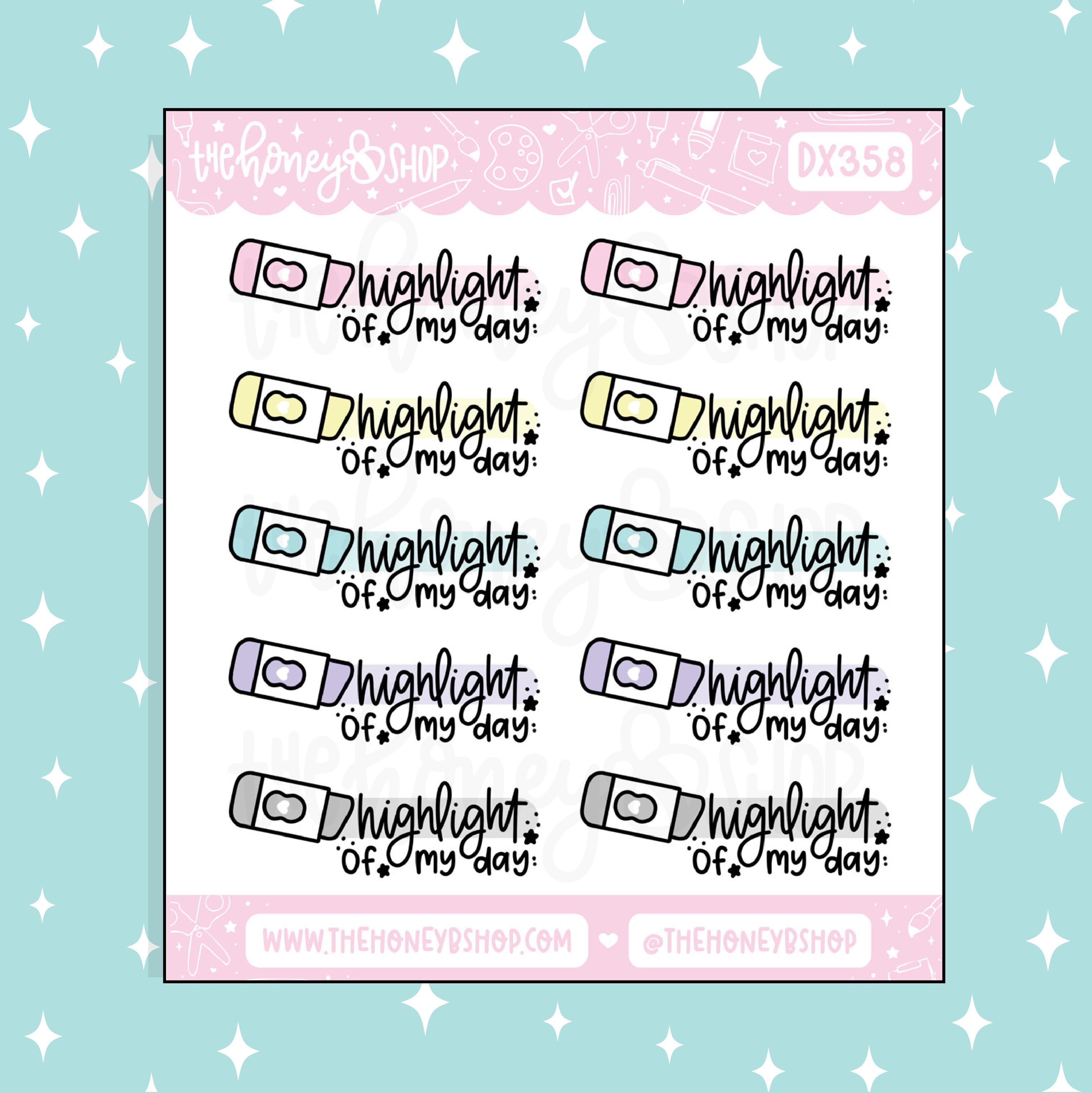Highlight of My Day Highlighters Lettering Doodle Sticker – TheHoneyBShop