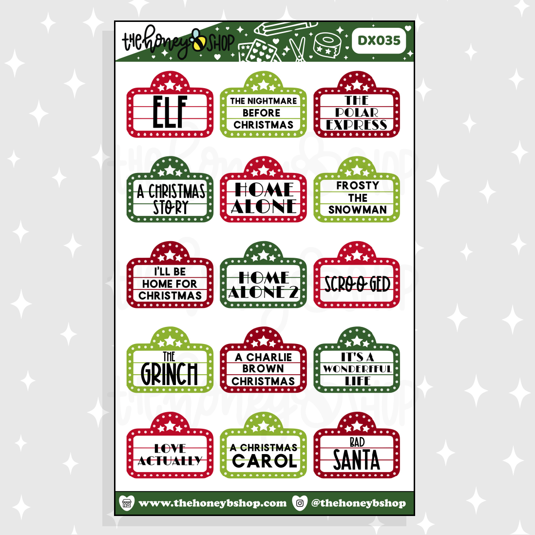 Christmas Movie Marquee Boxes Doodle Sticker