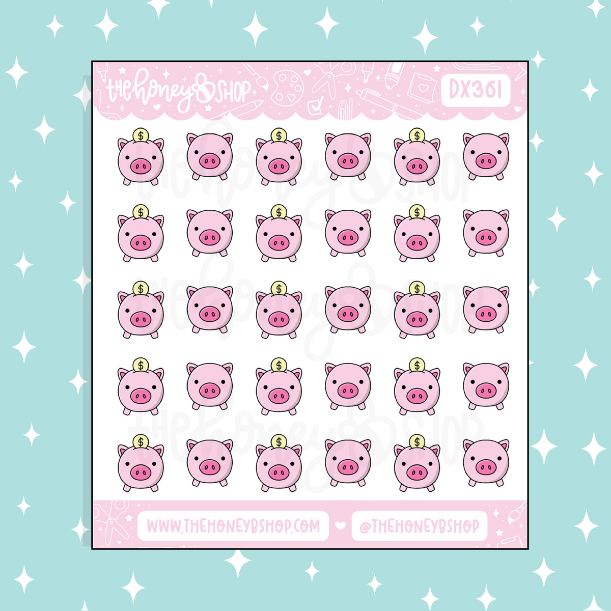 Piggy Bank Icon Doodle Sticker
