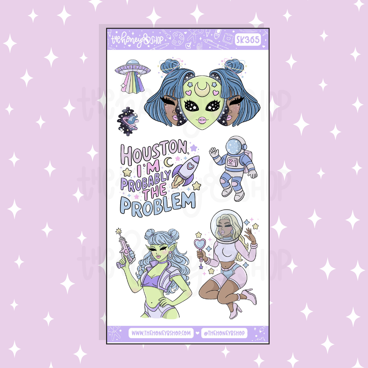 Cosmic Cutie Large Babe Deco Doodle Sticker | A La Carte | Choose your Skin Tone!