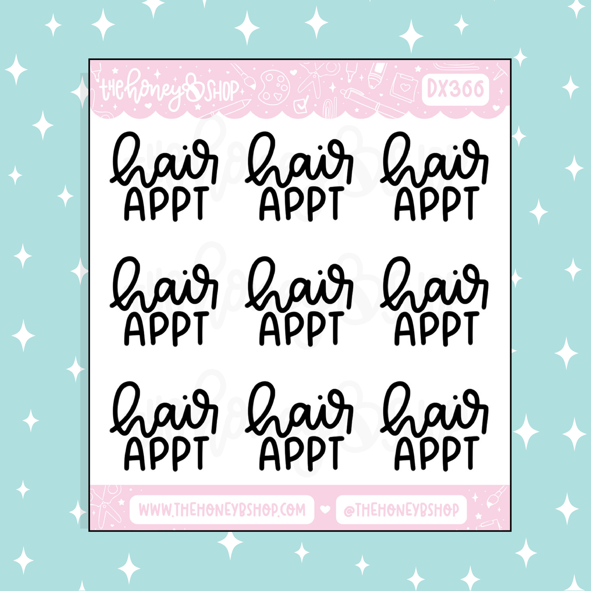 Hair Appointment Lettering Doodle Sticker