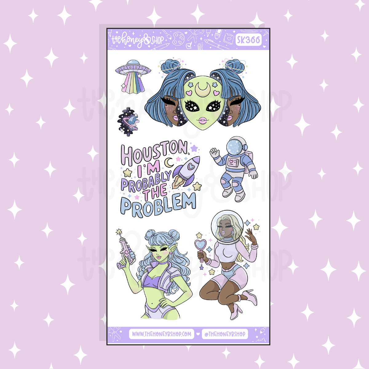 Cosmic Cutie Large Babe Deco Doodle Sticker | A La Carte | Choose your Skin Tone!