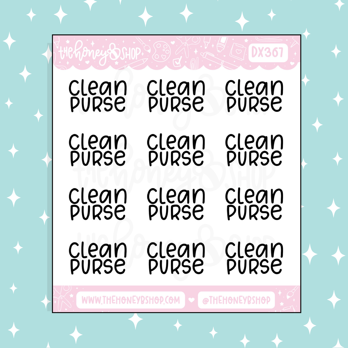 Clean Purse Lettering Doodle Sticker