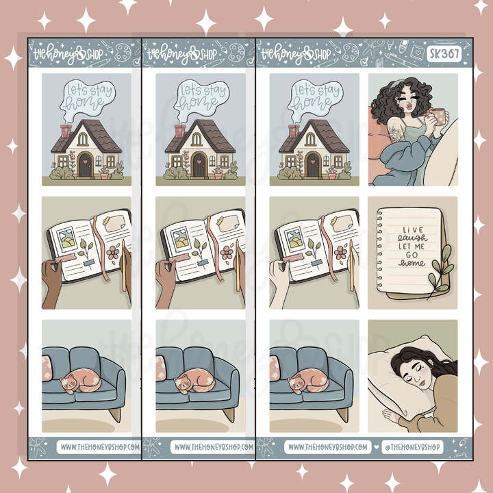 Homebody Full Boxes Doodle Sticker | A La Carte | Choose your Skin Tone!