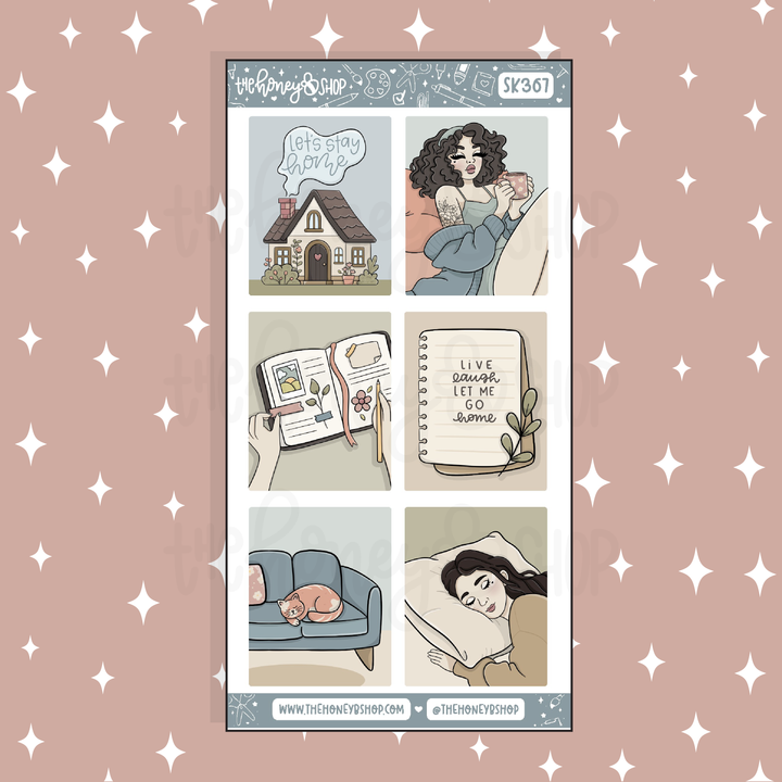 Homebody Full Boxes Doodle Sticker | A La Carte | Choose your Skin Tone!
