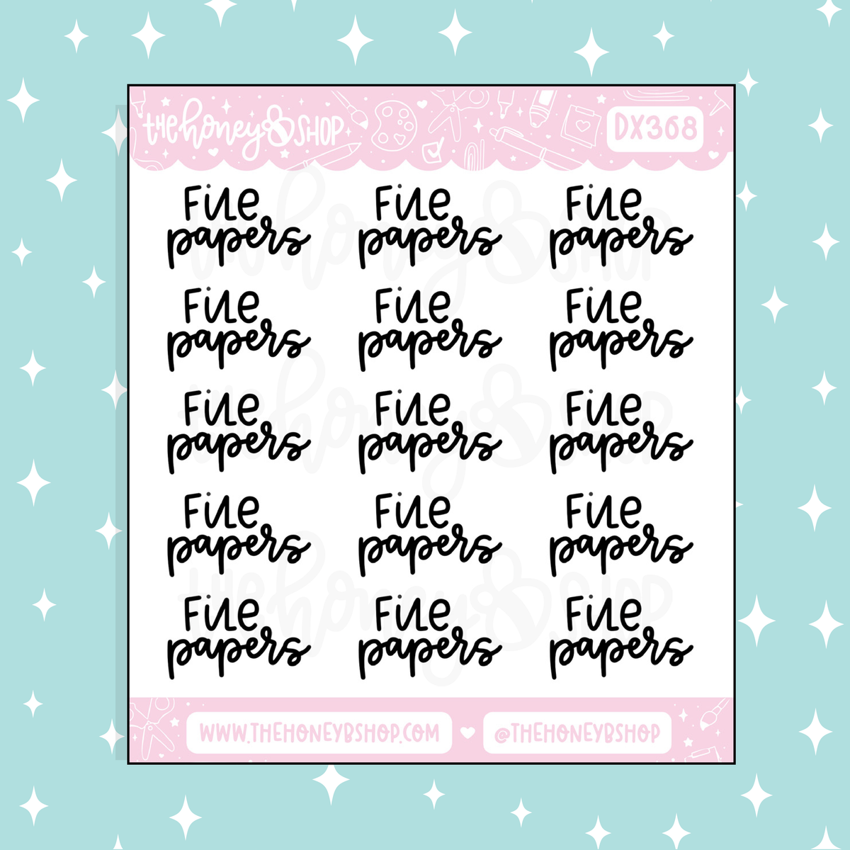 File Papers Lettering Doodle Sticker