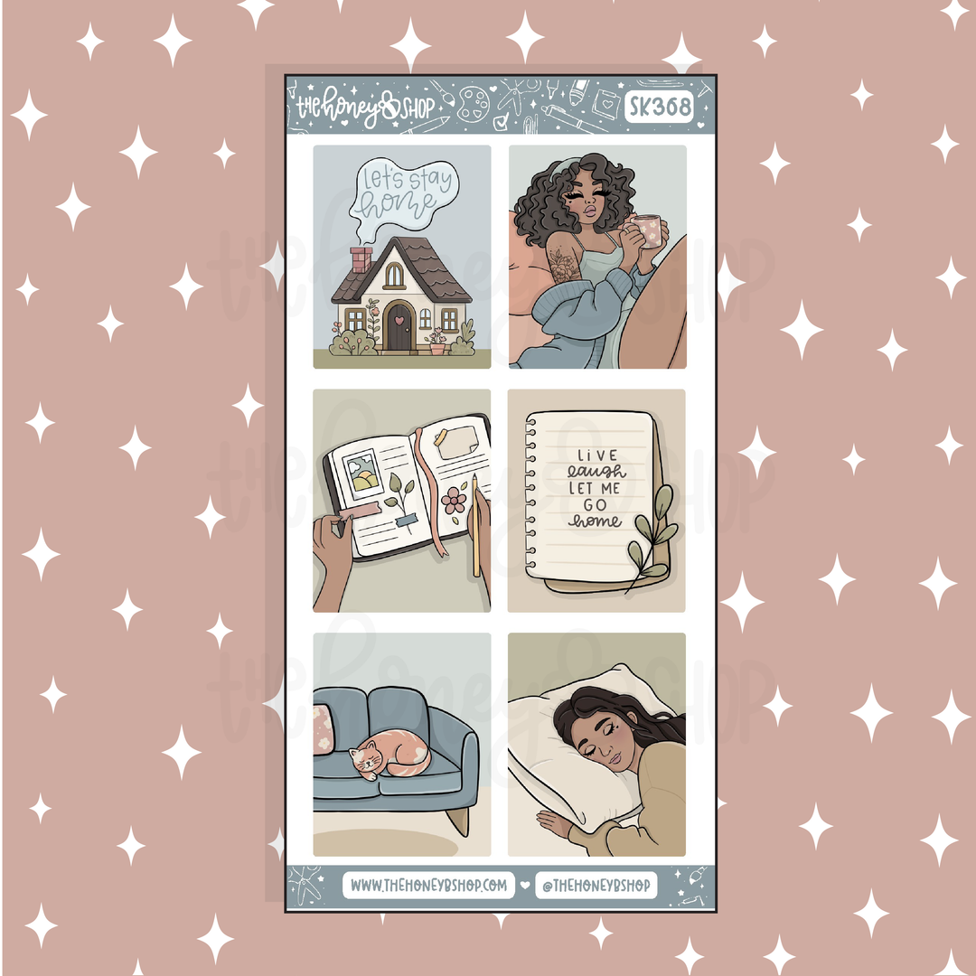 Homebody Full Boxes Doodle Sticker | A La Carte | Choose your Skin Tone!