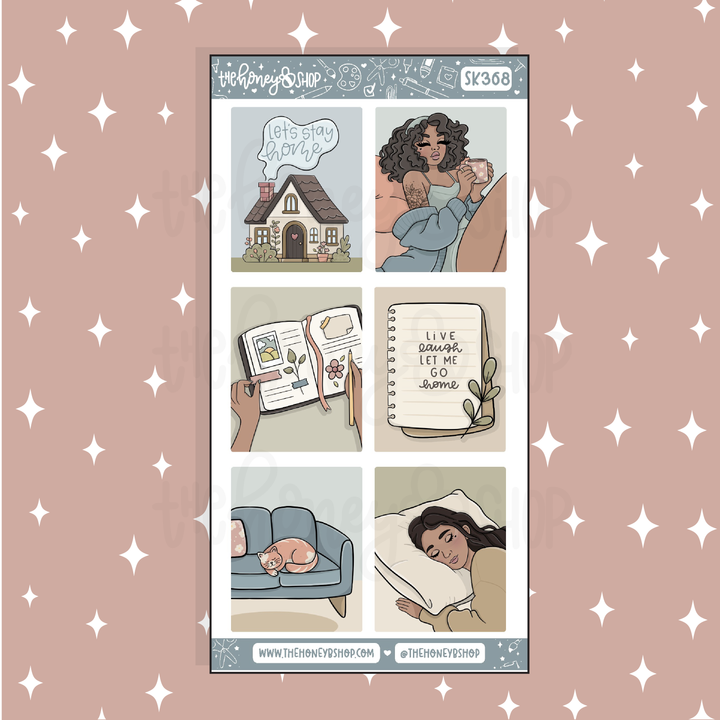 Homebody Full Boxes Doodle Sticker | A La Carte | Choose your Skin Tone!