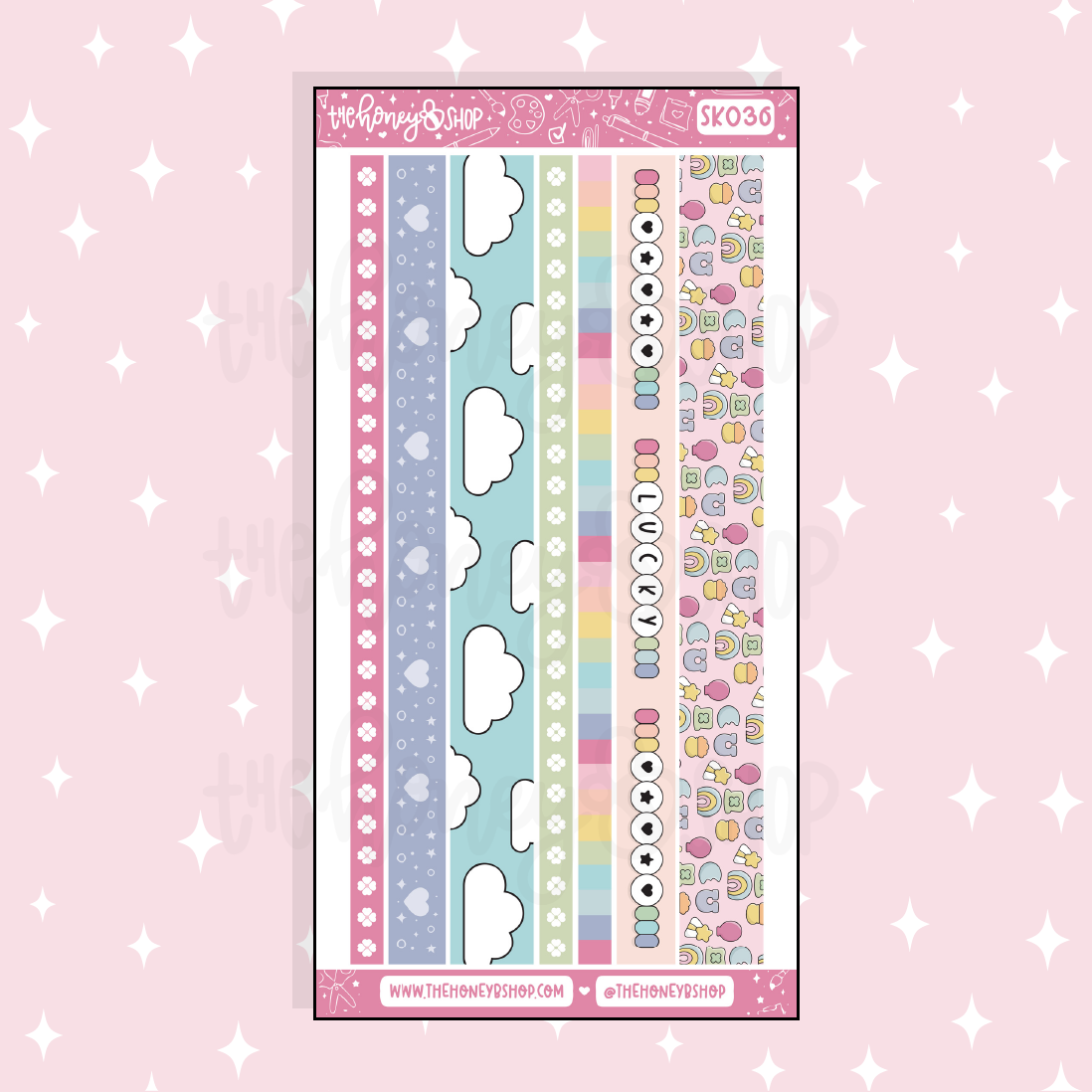 Pegatina de Doodle de tiras de Washi de la suerte | A la carta