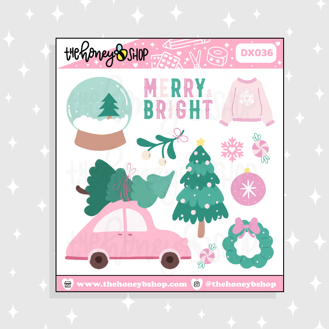 Merry & Bright Christmas Deco Doodle Sticker