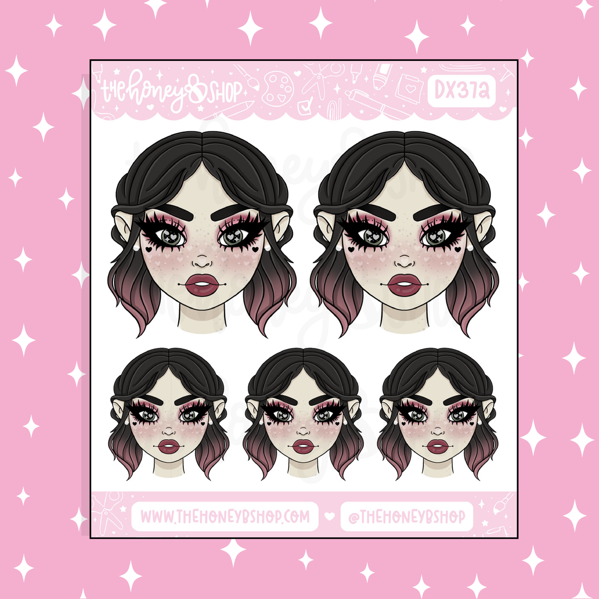 Lovely Hearts Babe Doodle Sticker | Choose your Skin Tone!