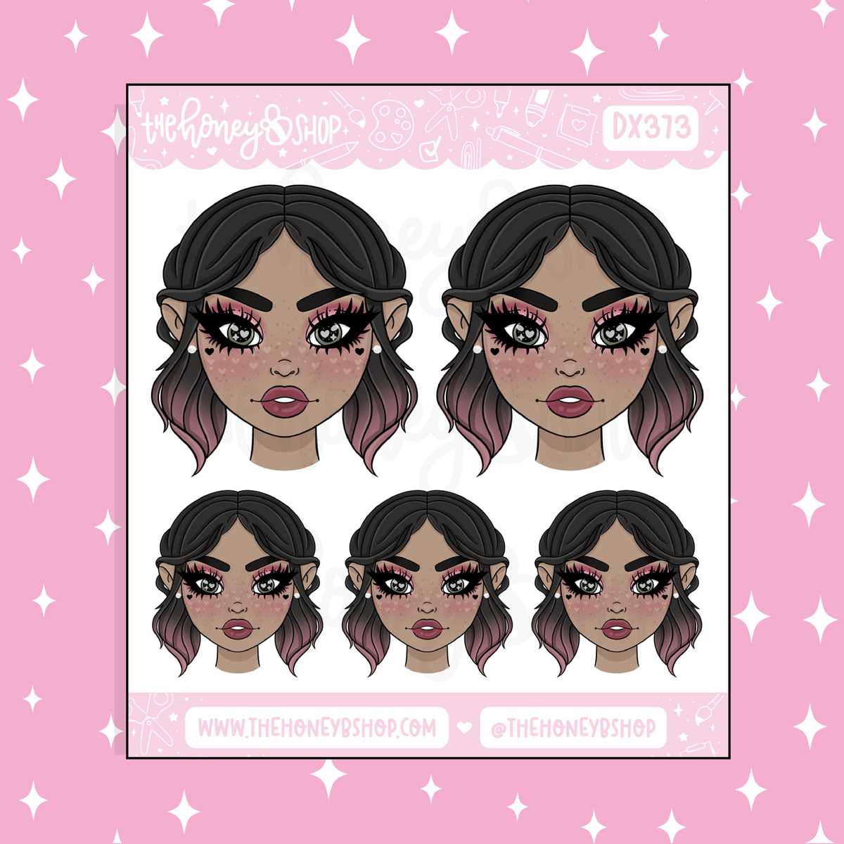 Lovely Hearts Babe Doodle Sticker | Choose your Skin Tone!
