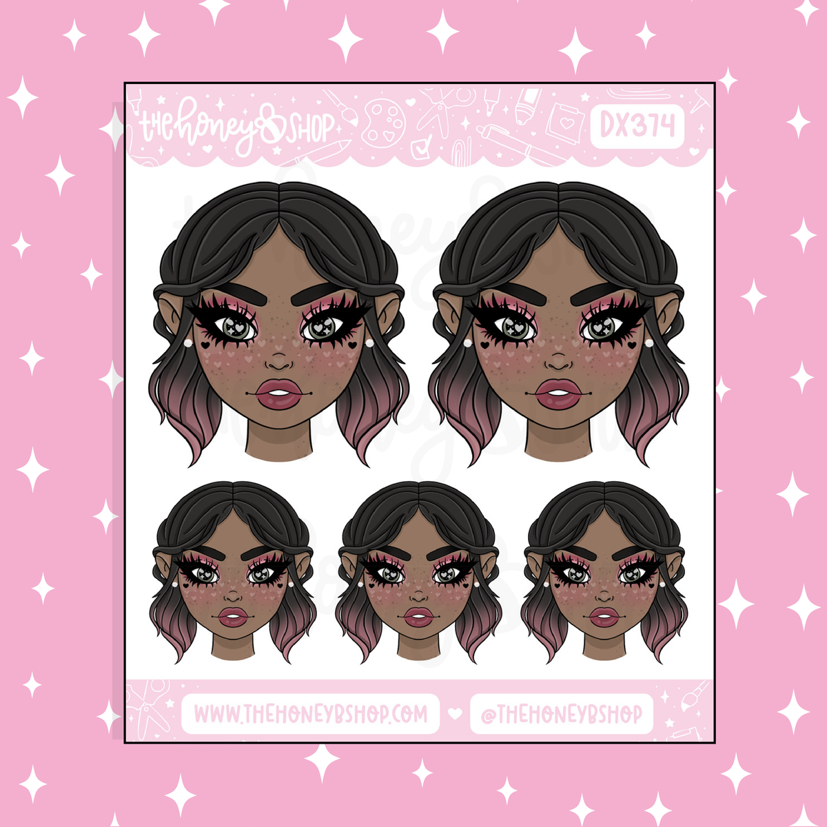 Lovely Hearts Babe Doodle Sticker | Choose your Skin Tone!