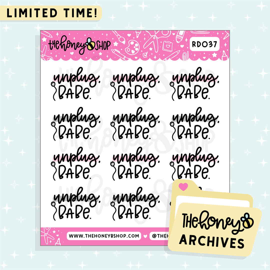 Unplug Babe Doodle Sticker Sheet | TheHoneyB Archive