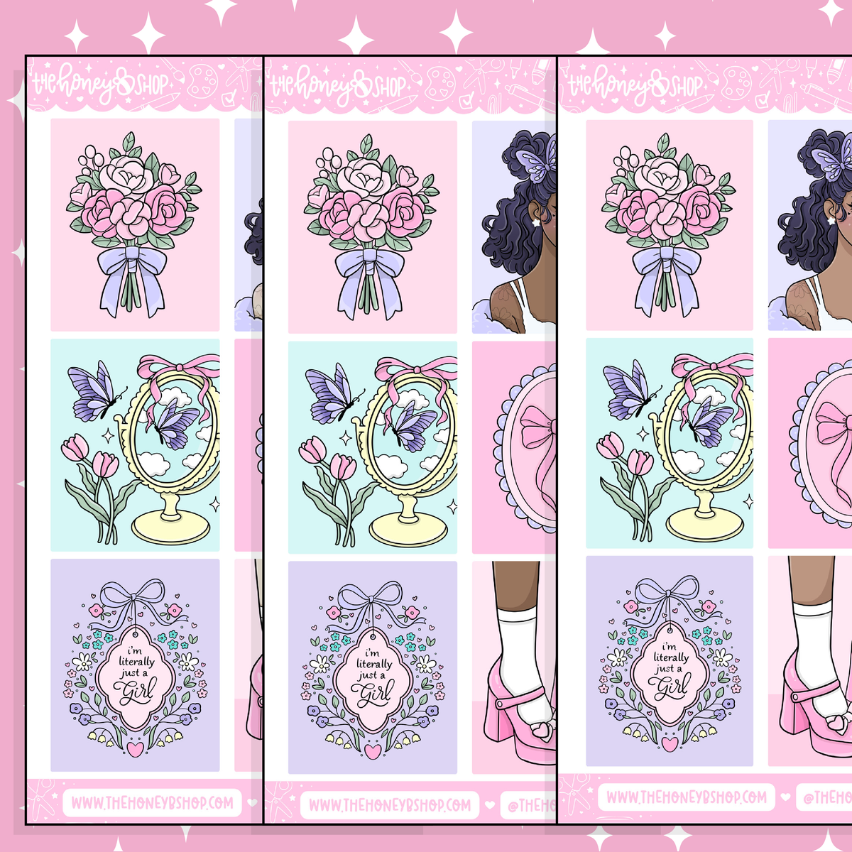Girly Things Full Boxes Doodle Sticker | March Patreon | Choose your Skin Tone!